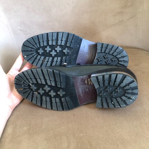 Barbara Bui Black Leather Silver Chain Link Loafers 37 - Picture 13 of 13